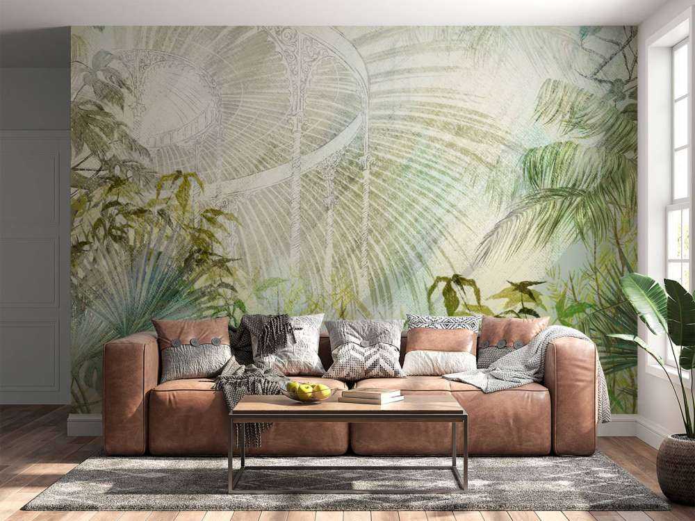 Verrière avec plantes tropicales