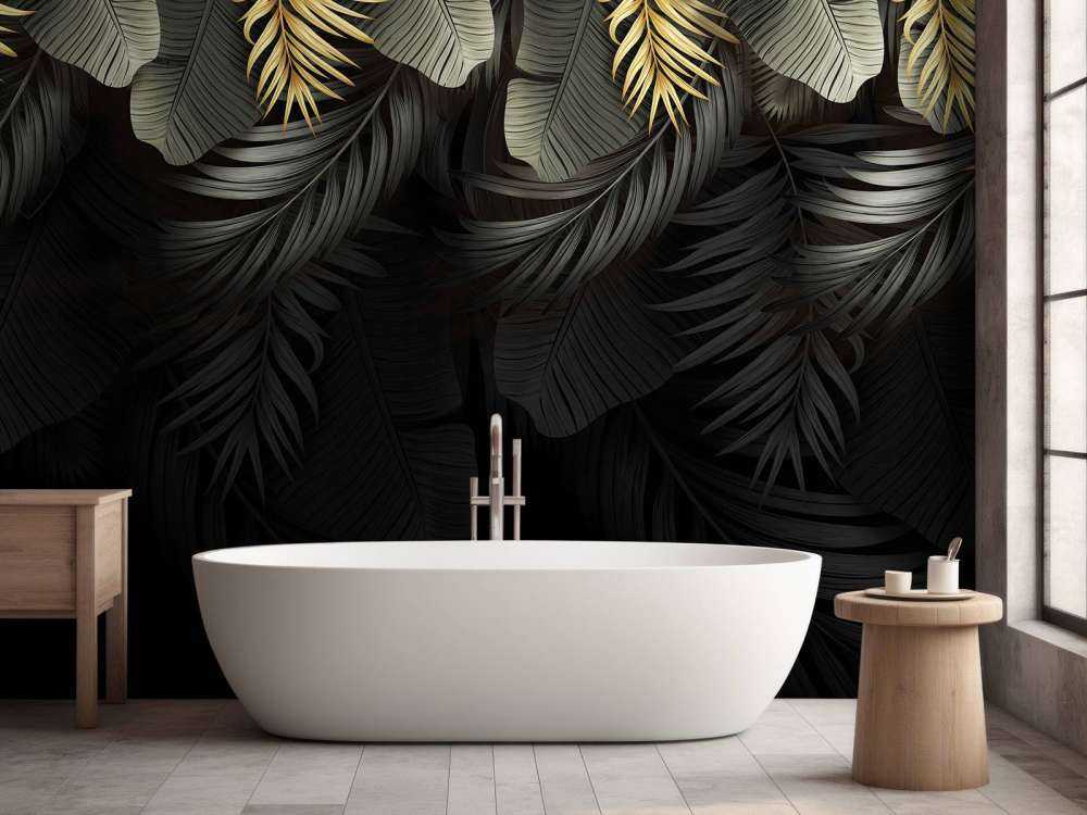 Feuilles sur fond sombre