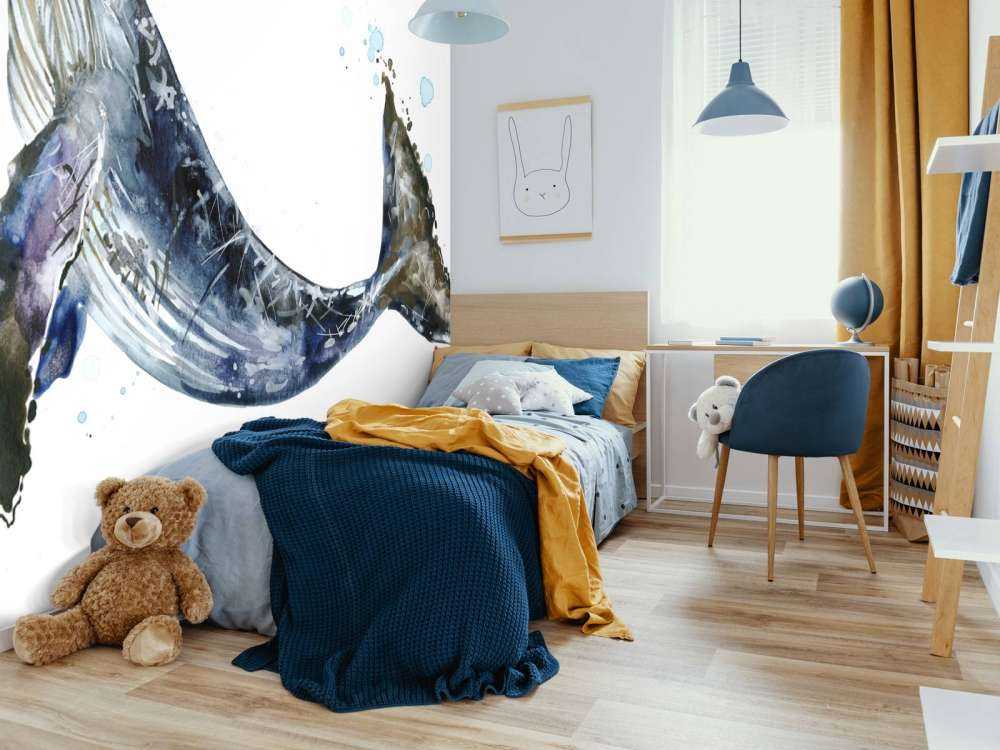 Baleine à bosse d'aquarelle à la nage