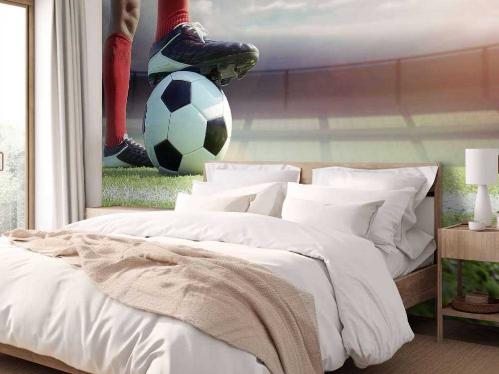 Stade avec un joueur de football