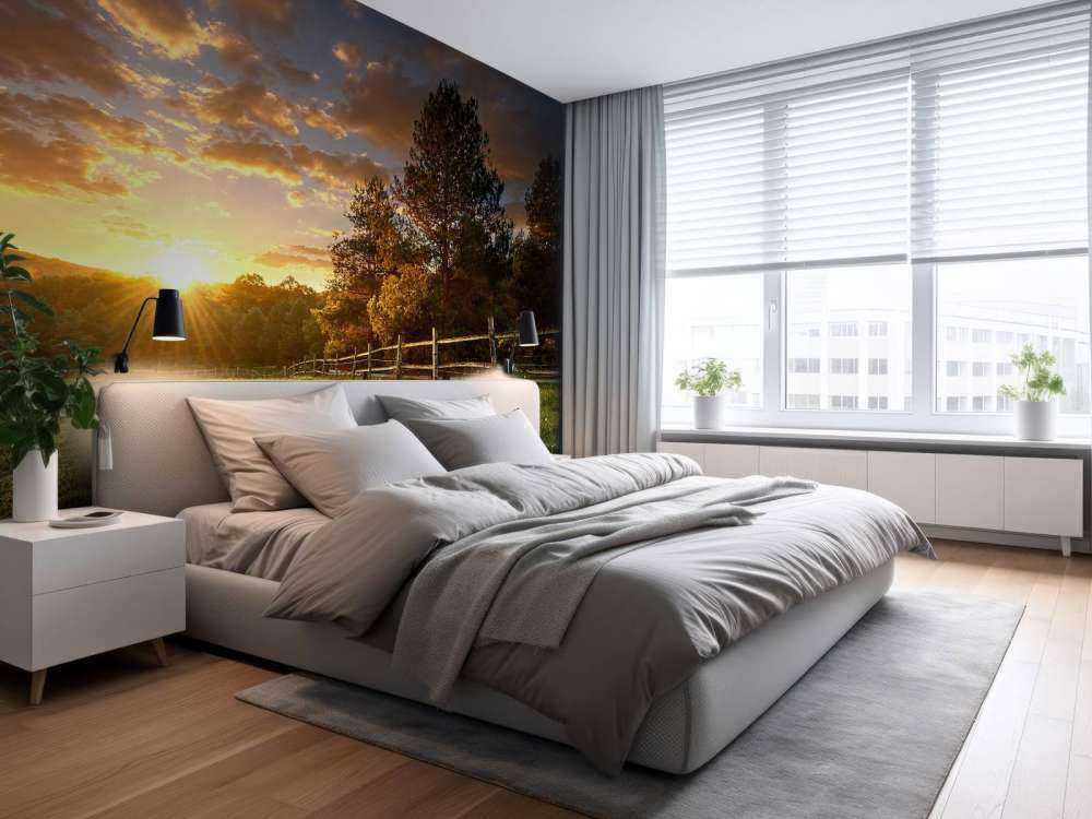 Pâturage au coucher du soleil