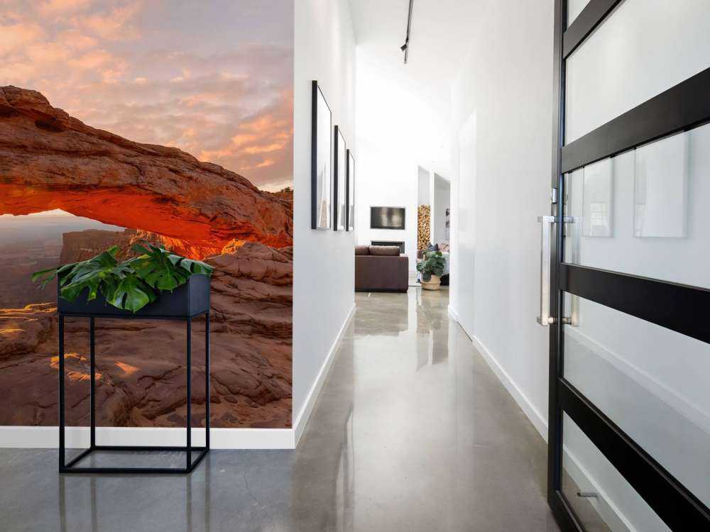 Coucher de soleil sous les rochers