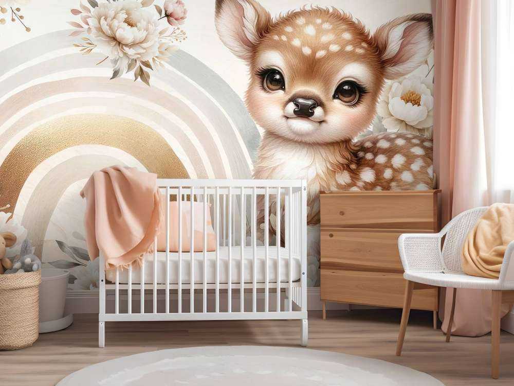 Cher petit cerf et arc-en-ciel doré