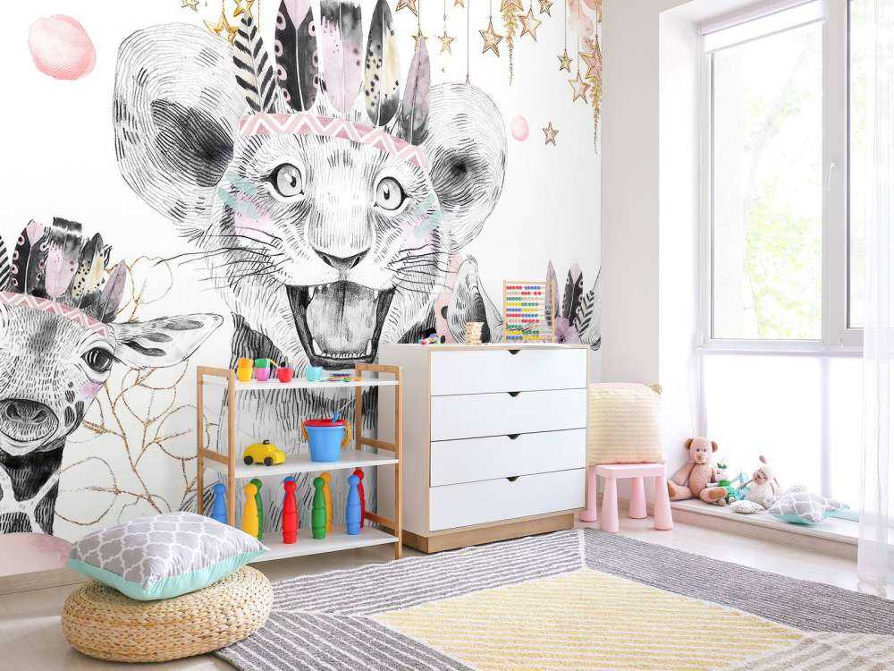 Animaux rêveurs sous des nuages d'étoiles