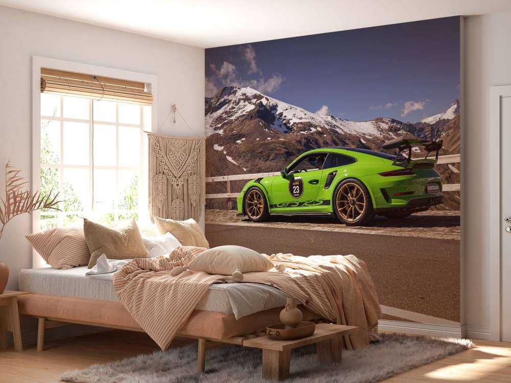 Affiche Porsche 911 GT3 RS Verte - Affiche voiture 70 x 50 cm | Chambre des enfants