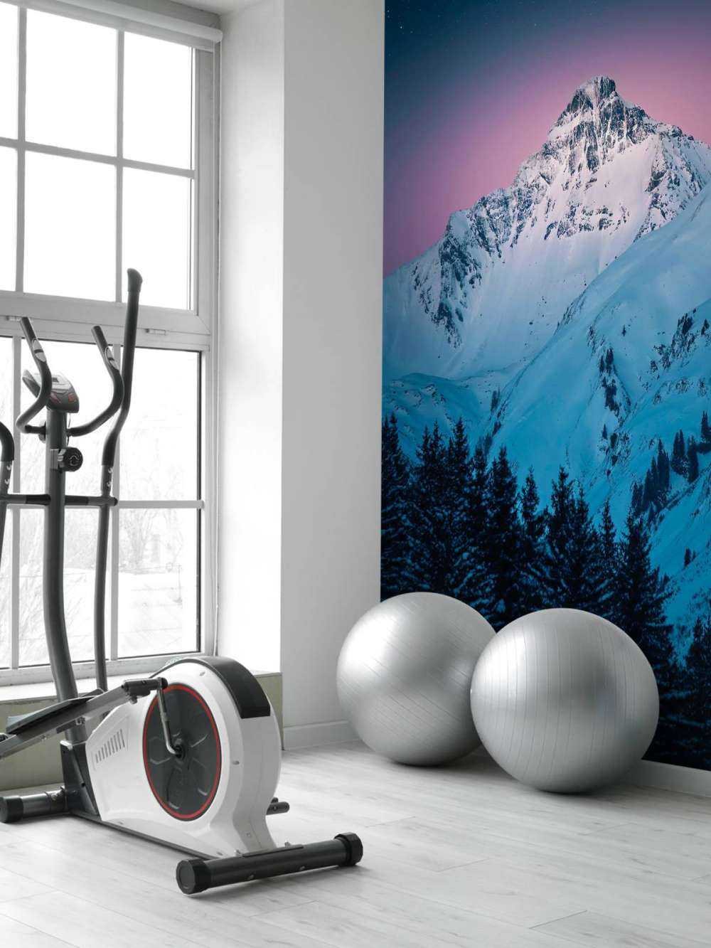 Sommet enneigé sous une nuit étoilée