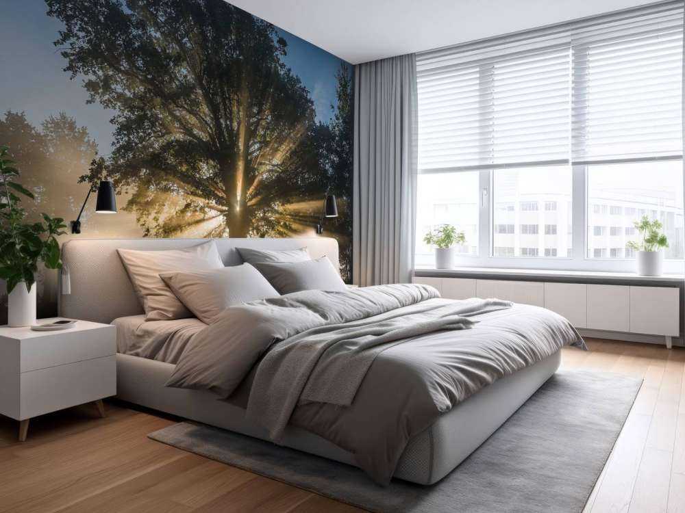 Rayons de soleil à travers le Vieux Chêne