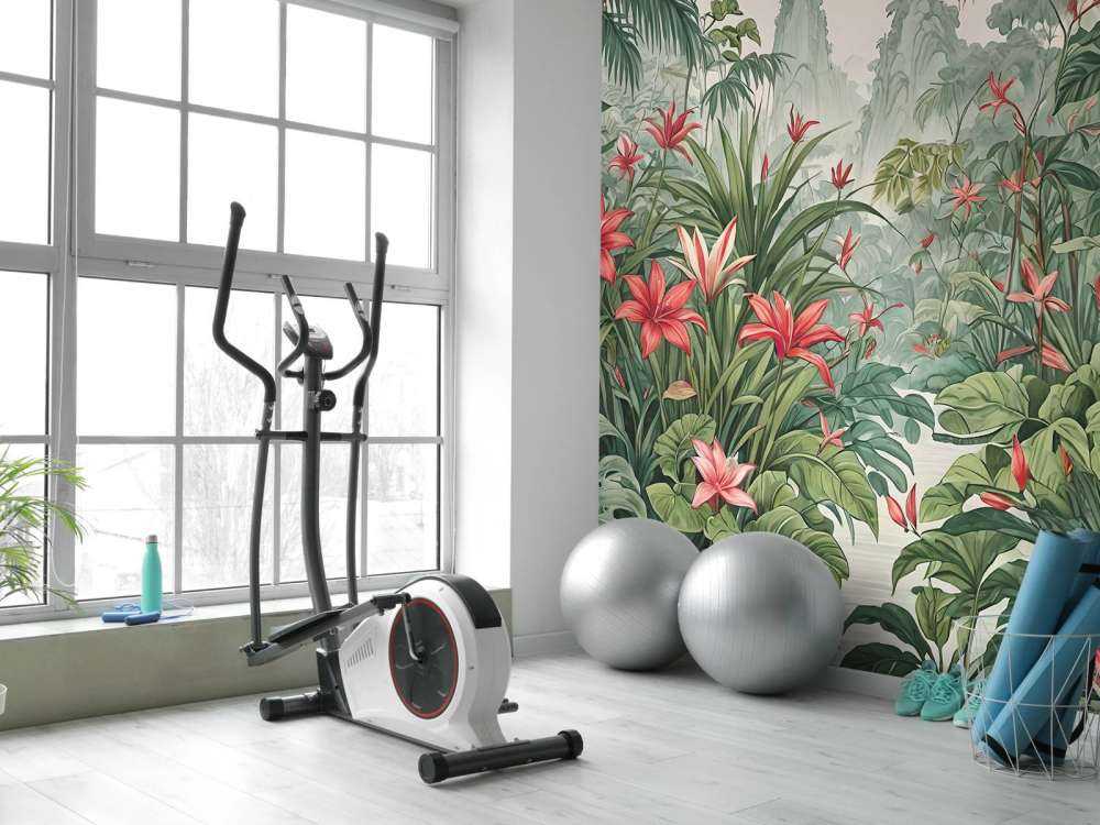 Forêt tropicale de lys dans la brume du matin