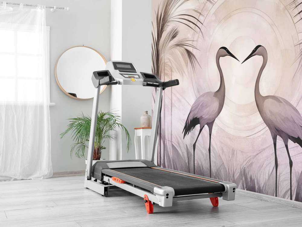 Grues au crépuscule gris