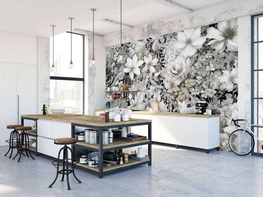 Festival de fleurs sans couture - gris