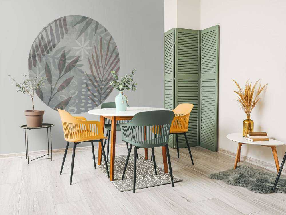 Collage de feuilles de palmier mélange gris brun