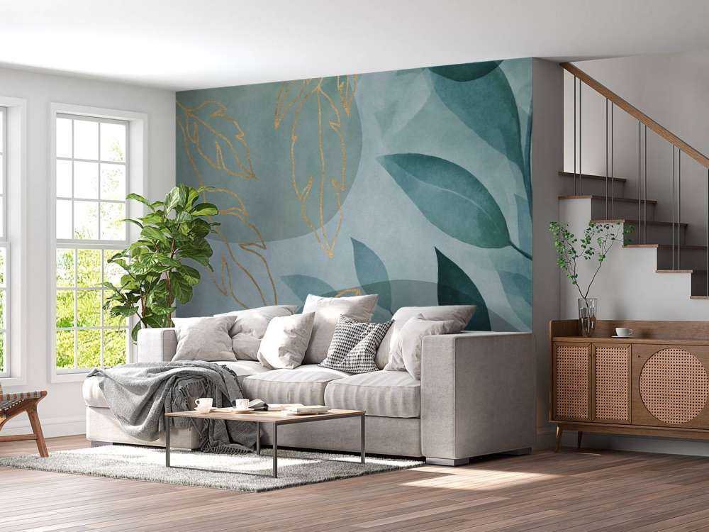 Feuillu élégance moderne nature art bleu sarcelle