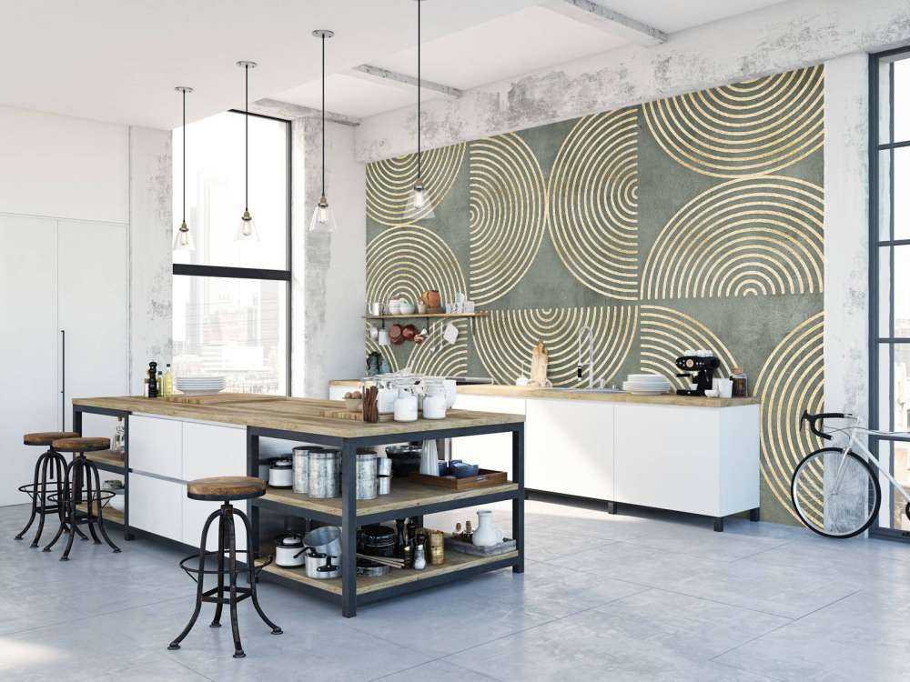 Cercles éclectiques, art moderne, vert et or