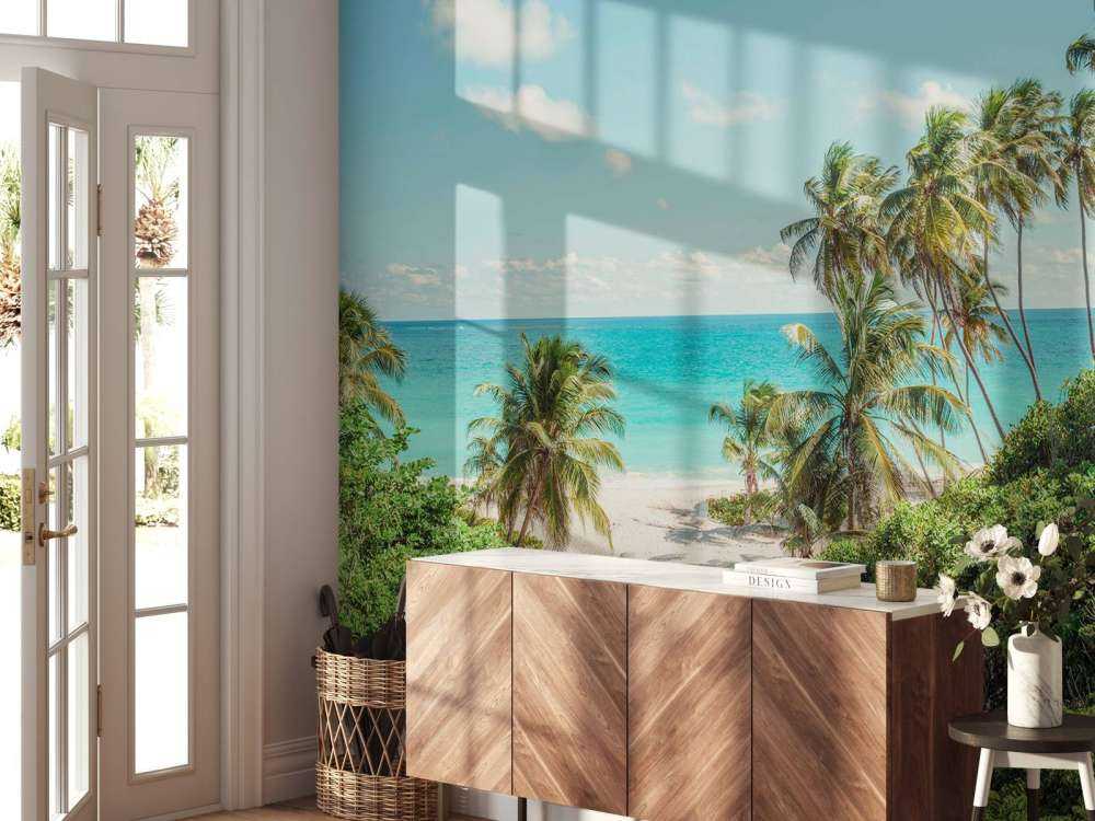 Palmiers sur la plage à la Barbade.