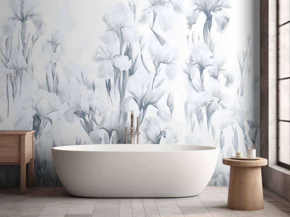 Les iris dansent un bleu frais et sans couture