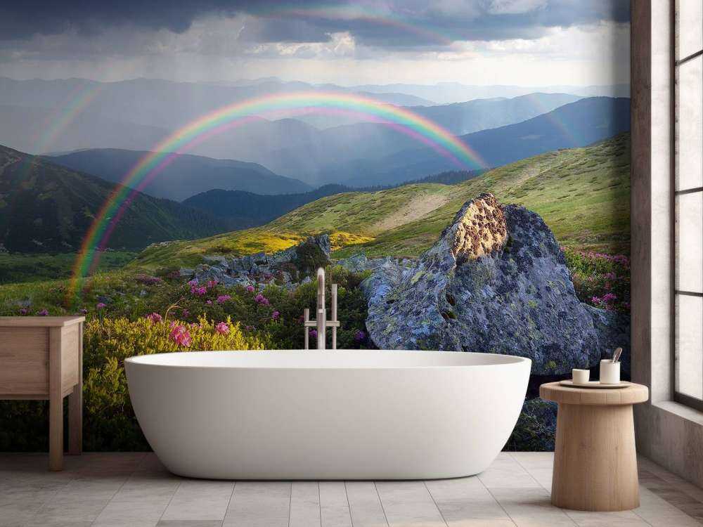 Paysage avec des fleurs