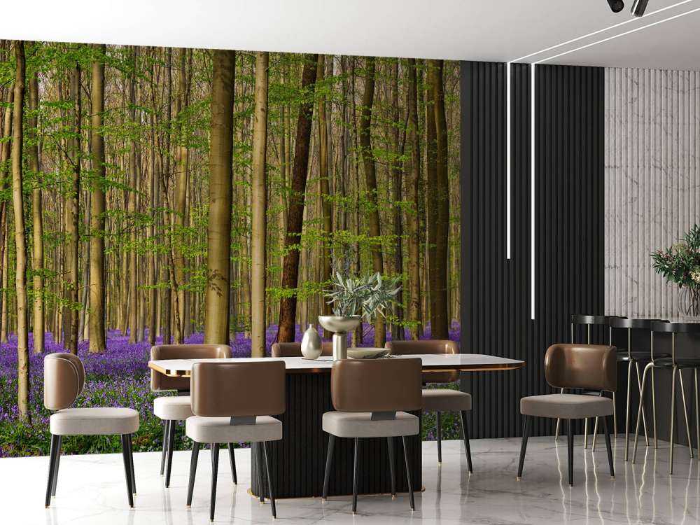 Forêt avec jacinthes des bois