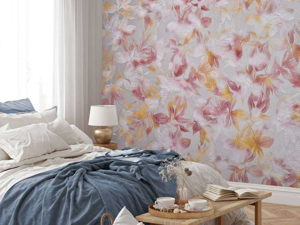 Fleurs sur fond gris