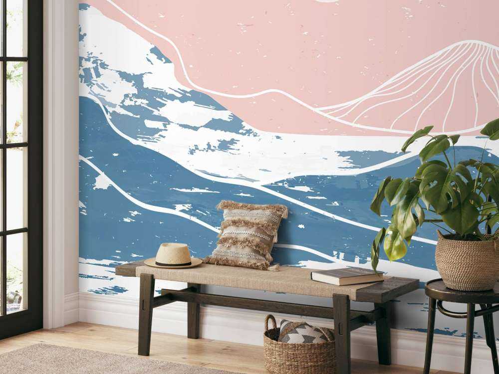 Montagnes d'hiver devant le soleil