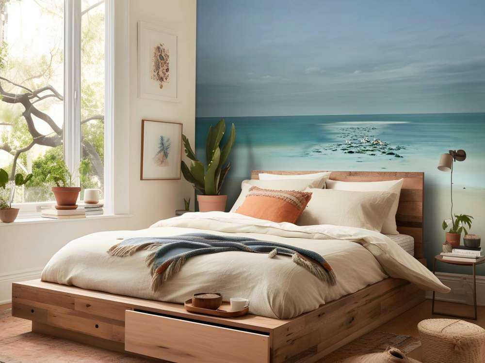 Mer calme avec mouettes