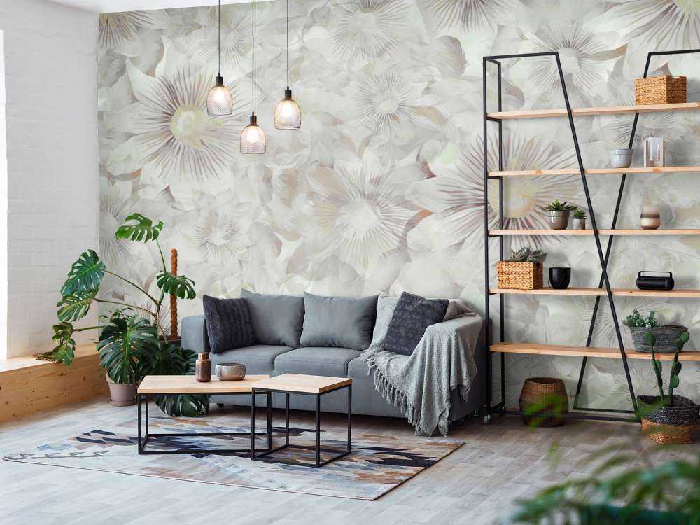 Élégance Botanique Aquarelle Gris Brumeux