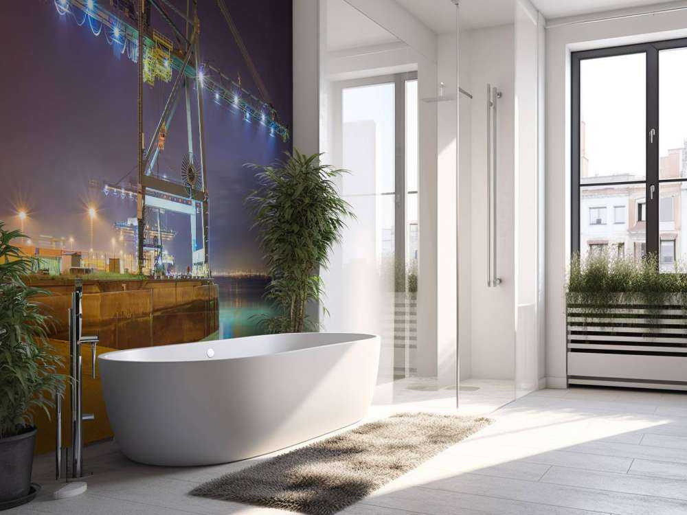 Vue nocturne du port illuminé d'Anvers