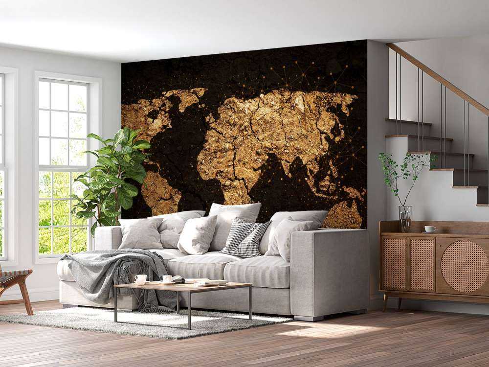 Carte du monde en or