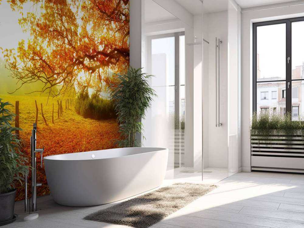 Paysage d'automne avec forêt et prairie