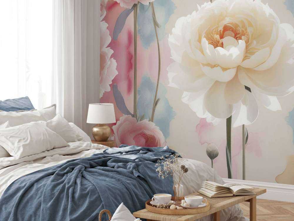 Pivoines symétriques à l’aquarelle