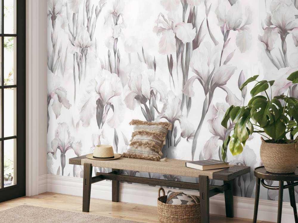 Les iris dansent un gris doux sans couture