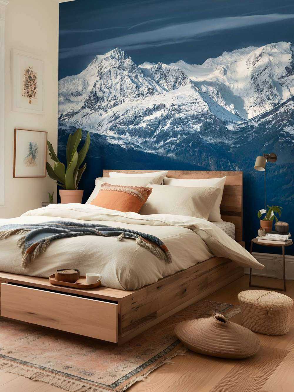 Les sommets bleu glace dans le silence