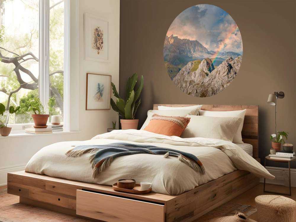 Lumière arc-en-ciel sur des montagnes sauvages.