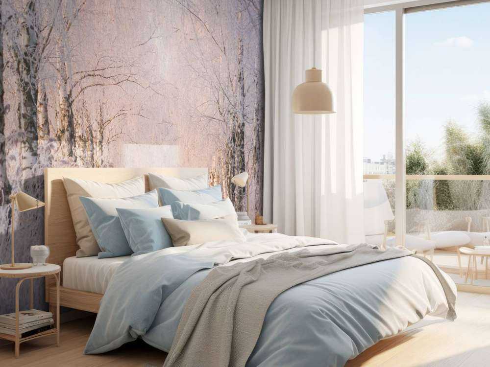 Bomenrij dans la brume d'hiver