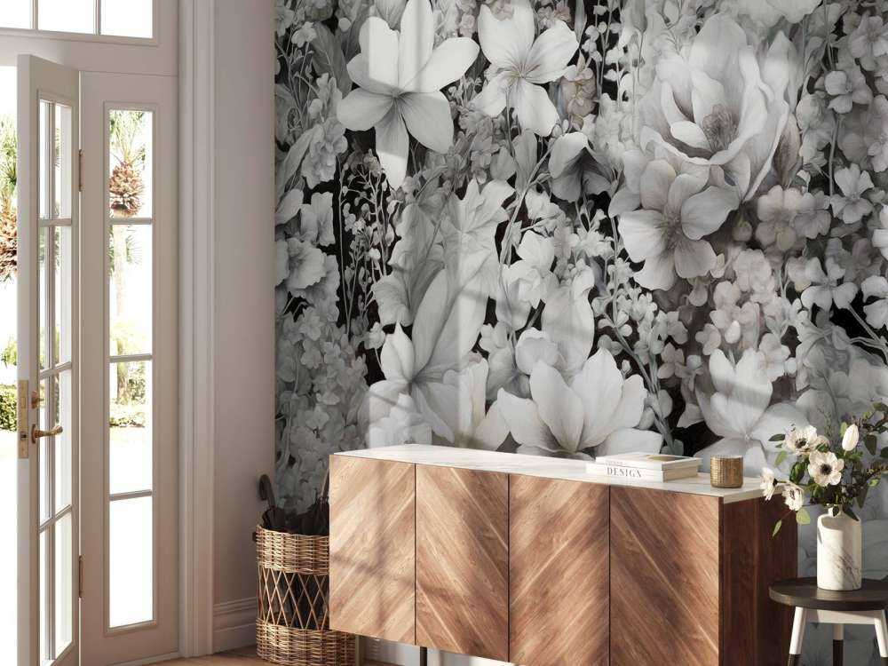 Festival de fleurs sans couture - beige