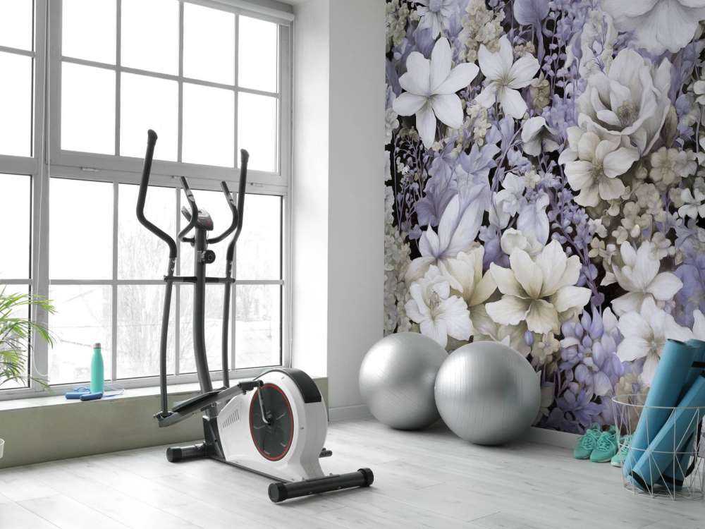 Festival de fleurs sans couture - gris foncé