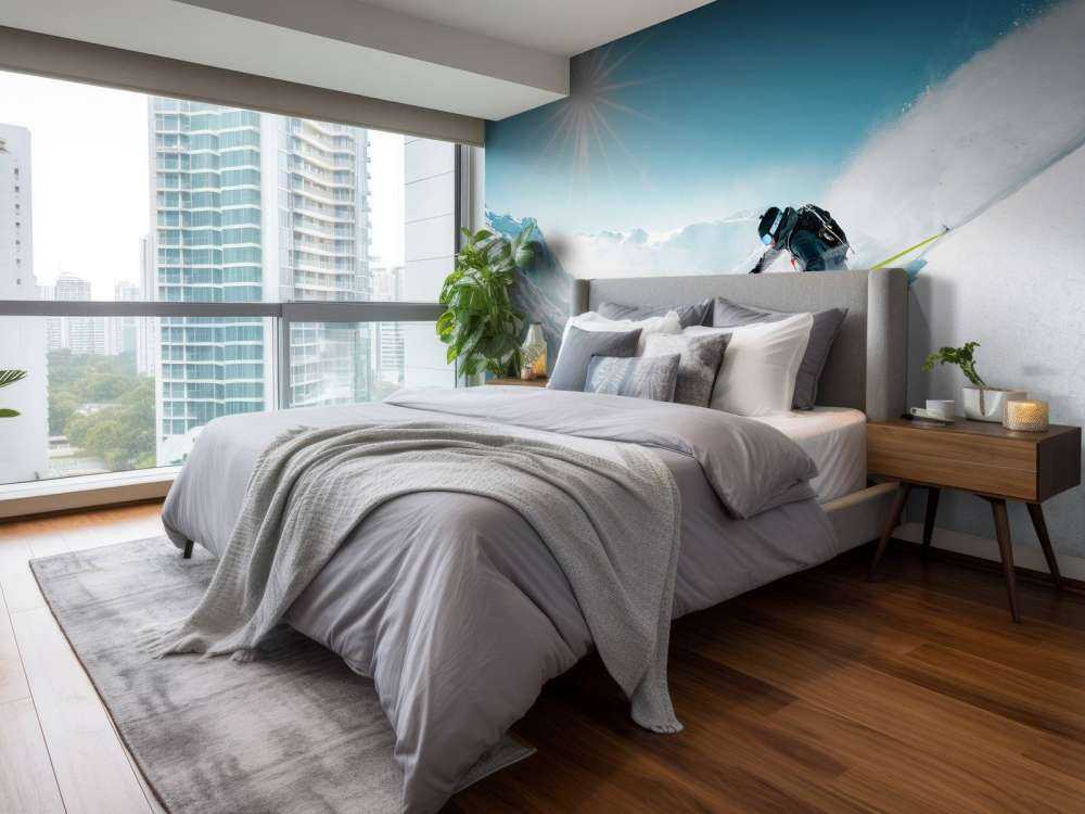 Poudreuse sous le soleil d'hiver glacial.