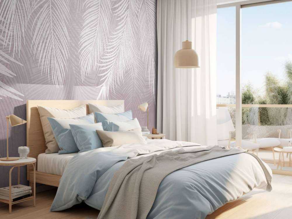 Feuilles de palmier sur un mur en béton