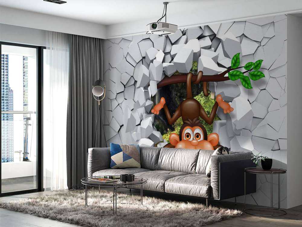 Singe amusant dans un mur