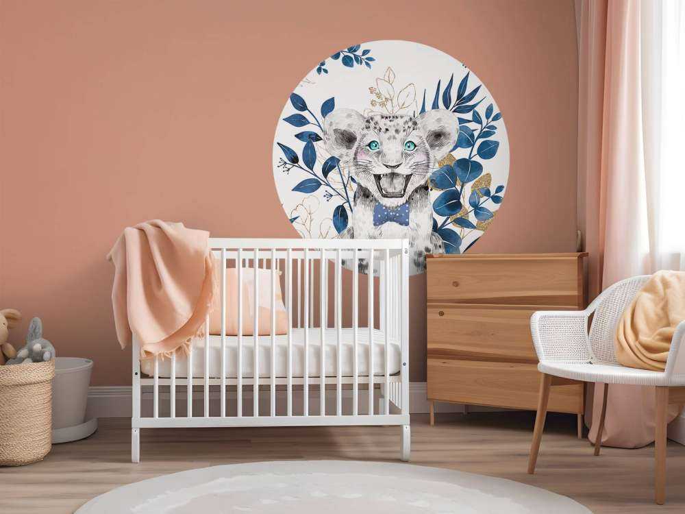 Bébé lionne jungle bleu