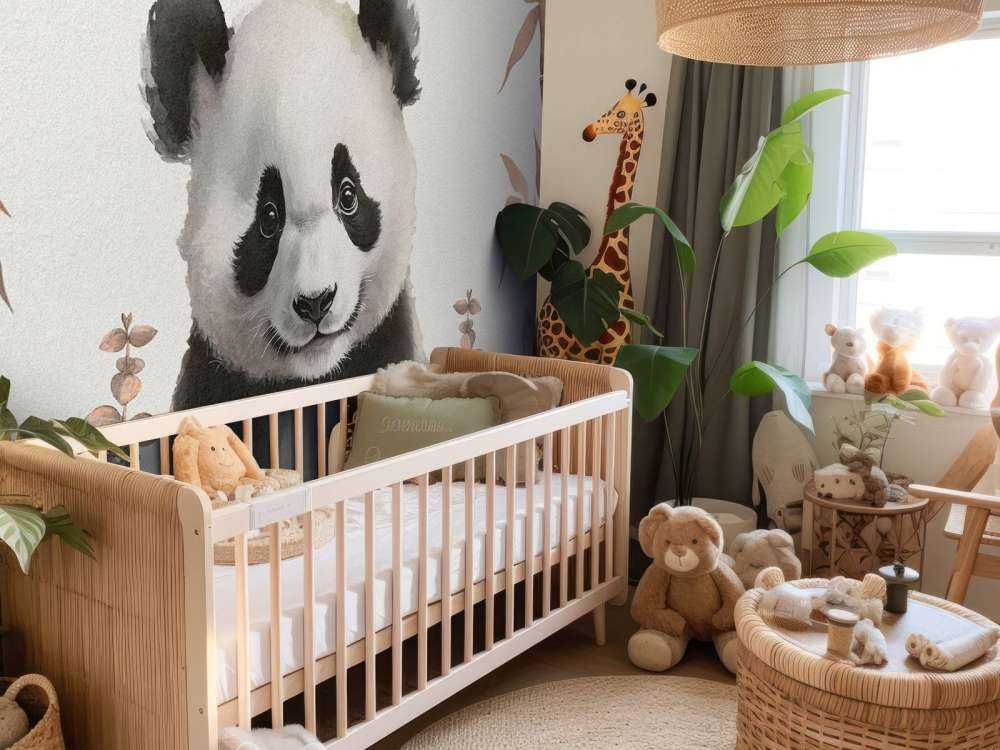 Bébé panda dans la jungle taupe