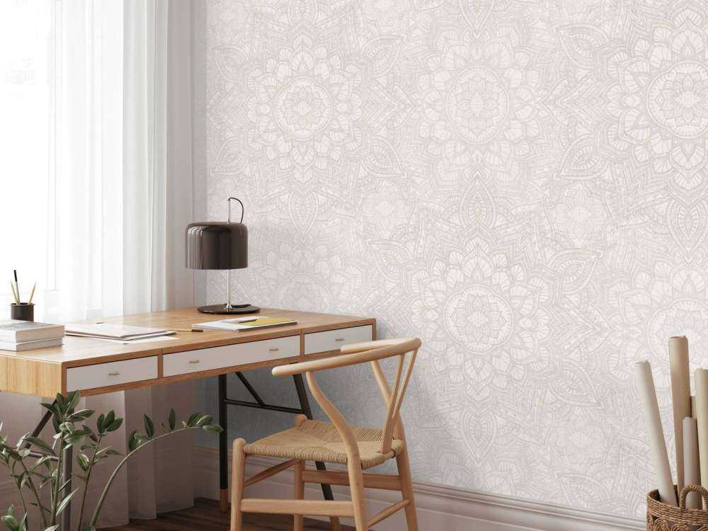 Boho Golden Mandala - gris neutre