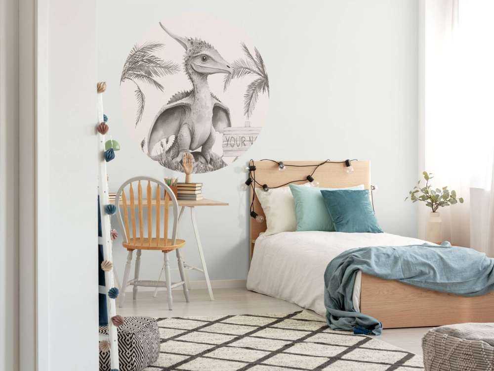 Bébé ptéranodon dans la jungle beige