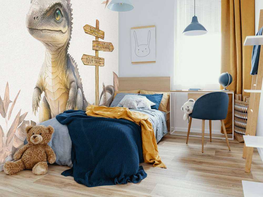 Bébé spinosaure dans la jungle taupe