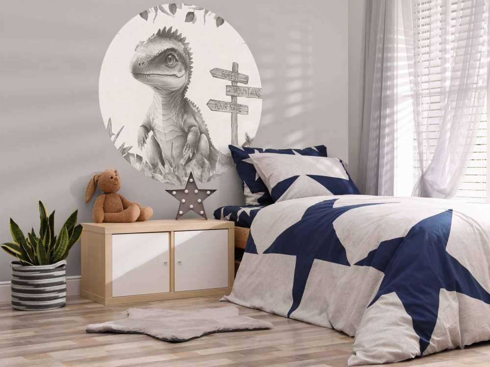 Bébé spinosaure dans la jungle beige