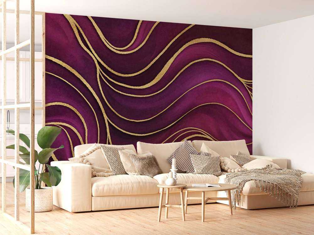 Marbre de luxe fuchsia violet avec or