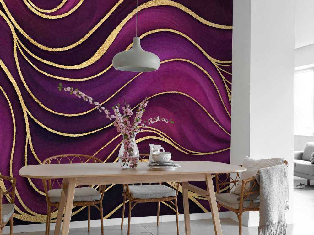Marbre de luxe fuchsia violet avec or