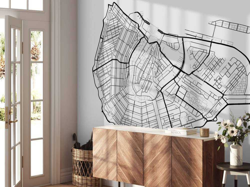 Plan du centre-ville d'Amsterdam, blanc