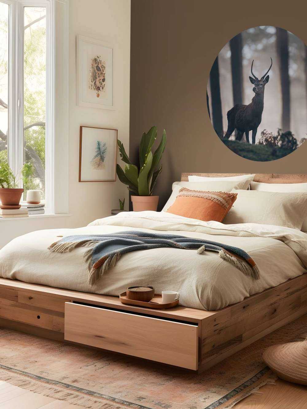 Cerf près des arbres