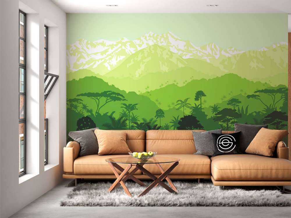 Arbres de la jungle et hautes montagnes