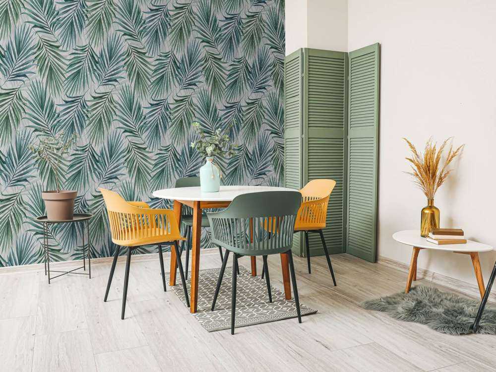 Feuilles de palmier bleues et vertes